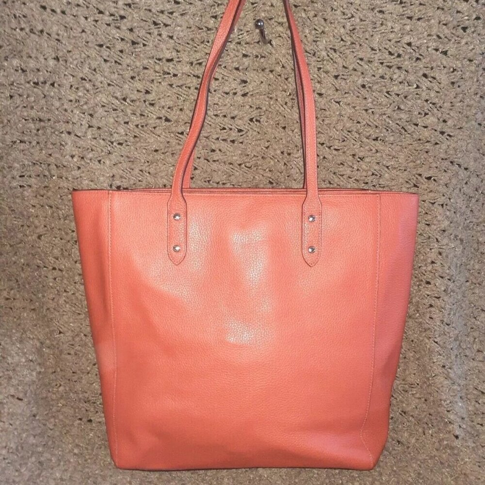 COACH-Turn Lock Town Tote-Scarlet Red Pebbled Leather-Silver Hardware-NEW - Picture 3 of 8